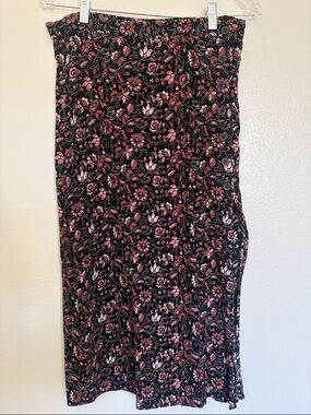 Sanctuary Floral Print Black & Pink Midi Skirt